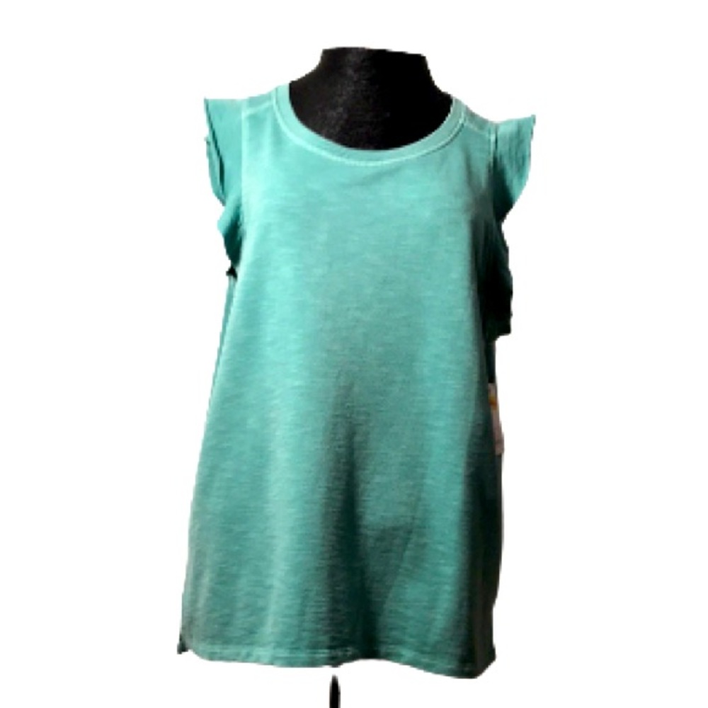 NWT Mineral Wash Sweatshirt Ruffle Sleeveless Top - Picture 2 of 5